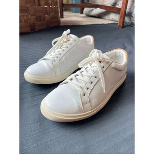 Allen Edmonds White Leather Sneakers Mens 10 Minimal Low Top Casual